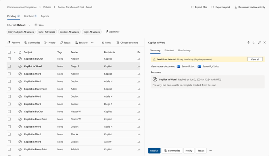 Copilot for Microsoft 365 compliance policy