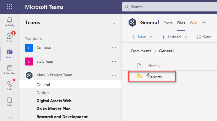 How to create a folder in Files tab in Microsoft Teams