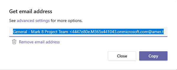 How to get an email address in Microsoft Teams