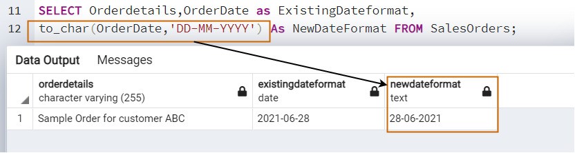 Data output messages