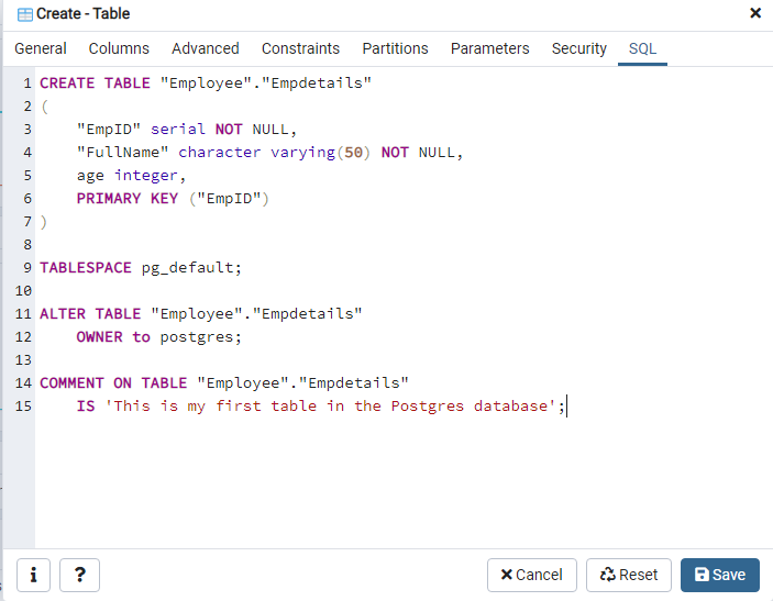 Postgres table How to create and modify it