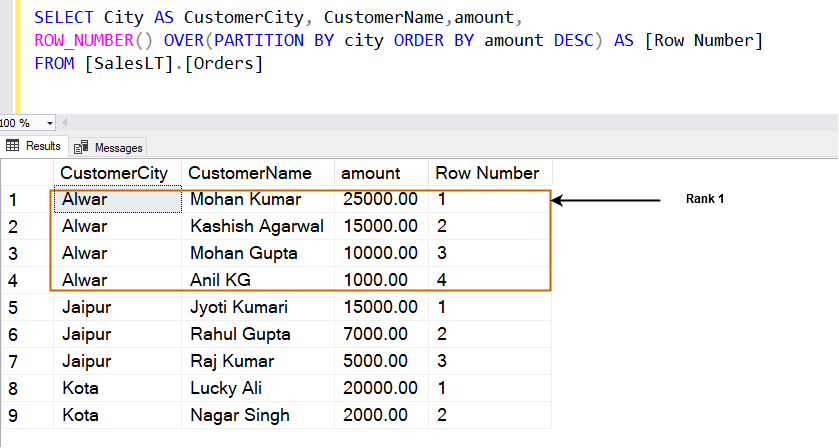 SELECT over partition