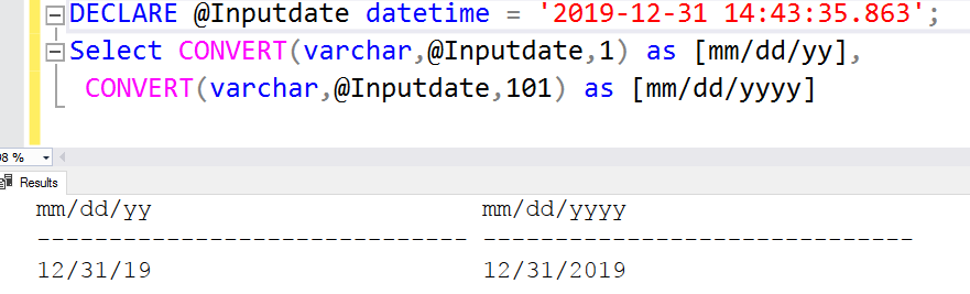 SQL convert date code