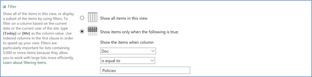 SharePoint filter