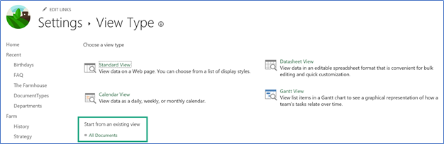 SharePoint view settings