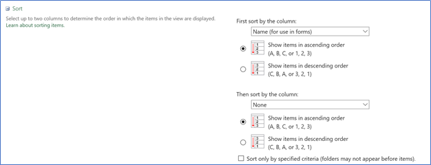 SharePoint sort setting