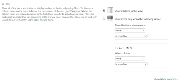 SharePoint filter