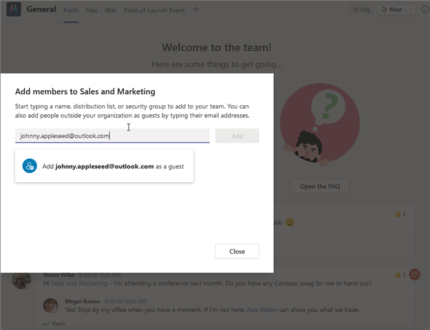 Microsoft Teams guest access- adding a guest