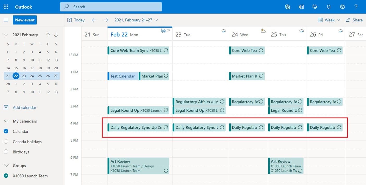 Showing limitations of Microsoft Teams Shared calendar using Outlook web access 
