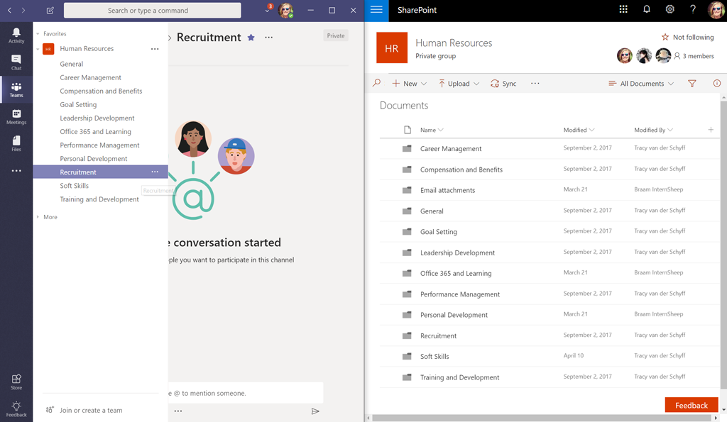 SharePoint vs Microsoft Teams: Recruitment in Teams