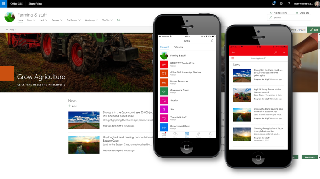 SharePoint news mobile view