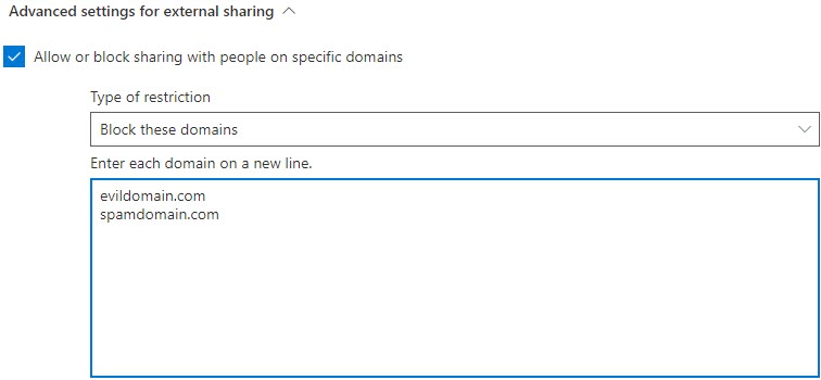  Advanced external sharing settings