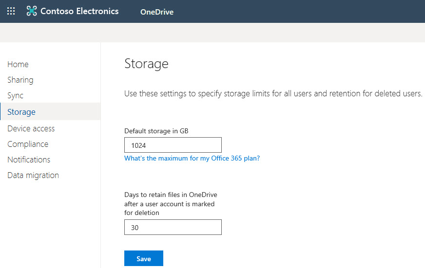 How administrators can increase storage capacity in OneDrive. 