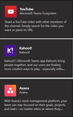 Microsoft Teams third-party apps