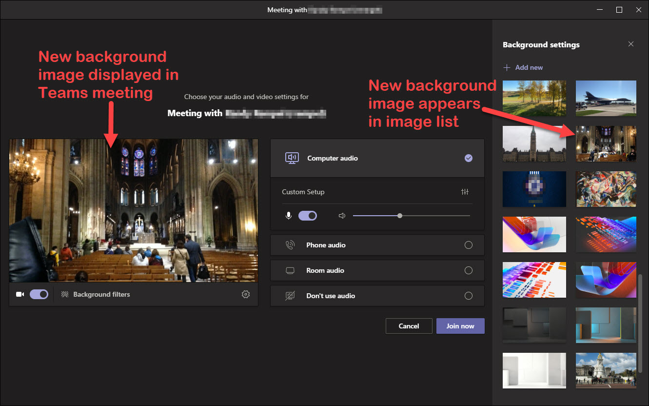 Background image in Microsoft Teams.