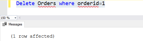SQL delete order code