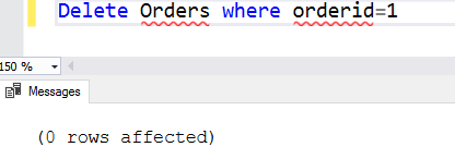 SQL delete order code