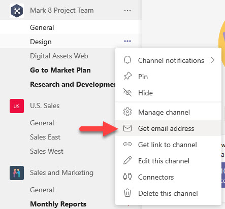 Emailing a Microsoft Teams Channel