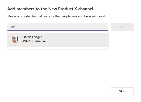 Adding members to Microsoft Teams channels