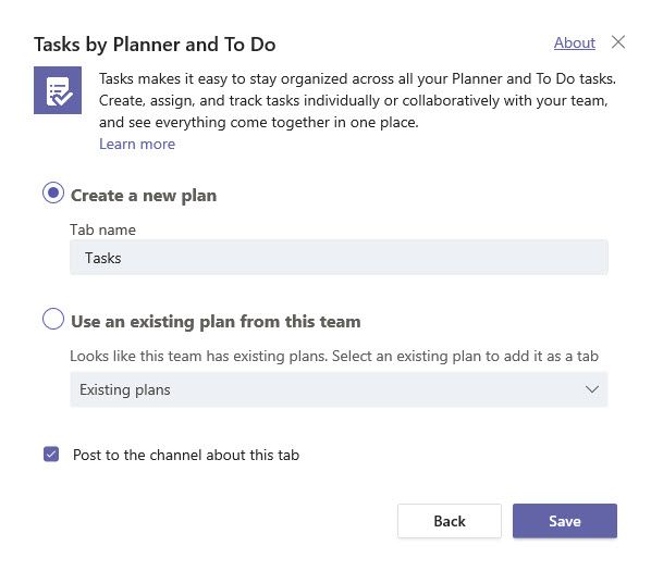 Creating a plan in Microsoft Teams using Planner