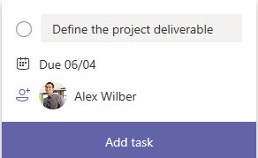 Adding tasks to a plan in Microsoft Teams Planner