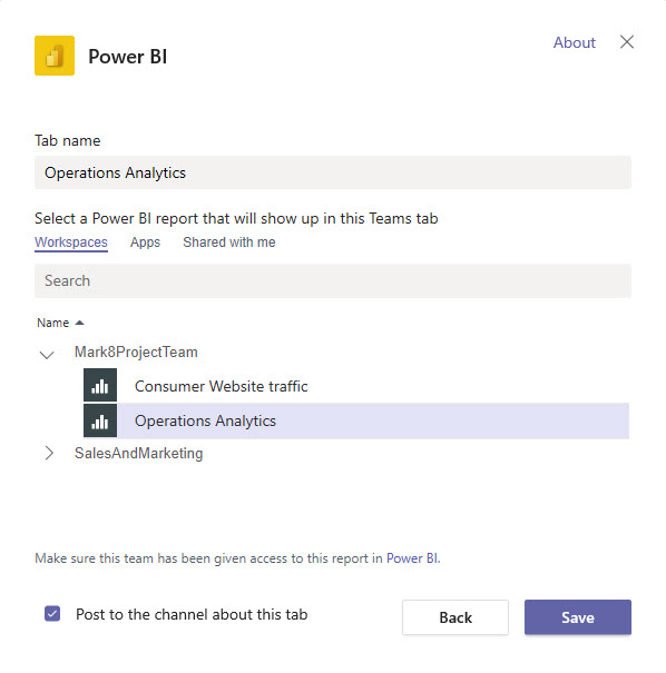 Using Power BI in Microsoft Teams Planner