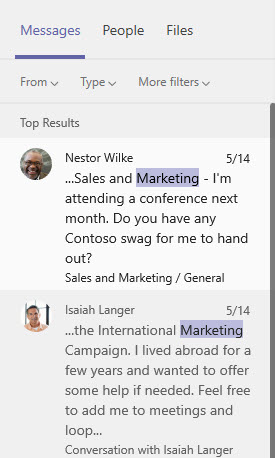 Using search in Microsoft Teams