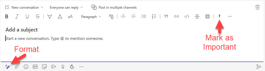 Marking messages as important in Microsoft Teams