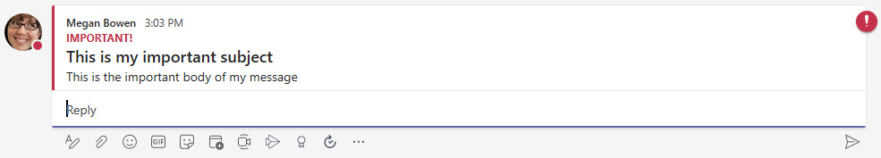 Marking messages as important in Microsoft Teams