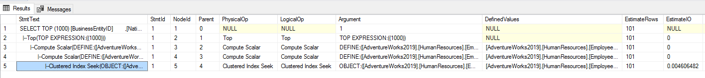 Top expression execution plan