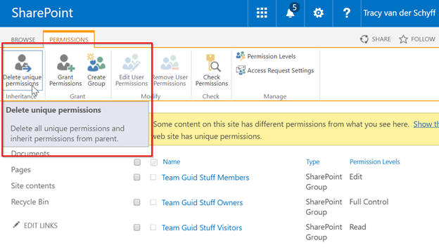 SharePoint permission levels 