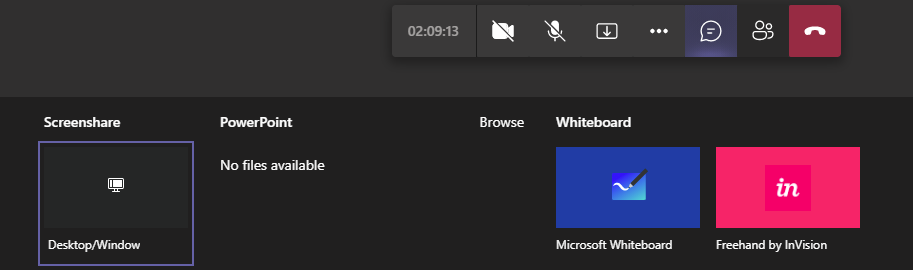 Whiteboard icon in Microsoft Teams