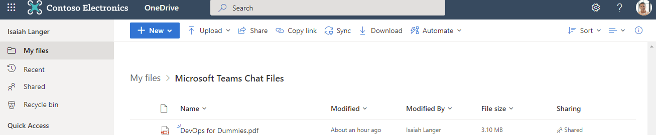 Uploading a file in a Microsoft Teams meeting