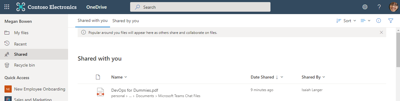 Shared file in Microsoft Teams meeting
