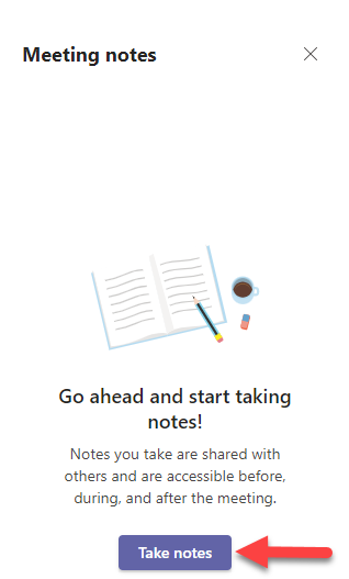 Taking meeting notes in Microsoft Teams