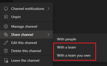 Sharing channels between teams in Microsoft Teams connect