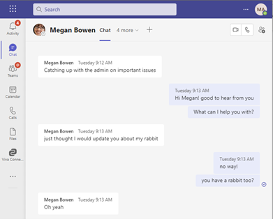 Microsoft Teams private chat example