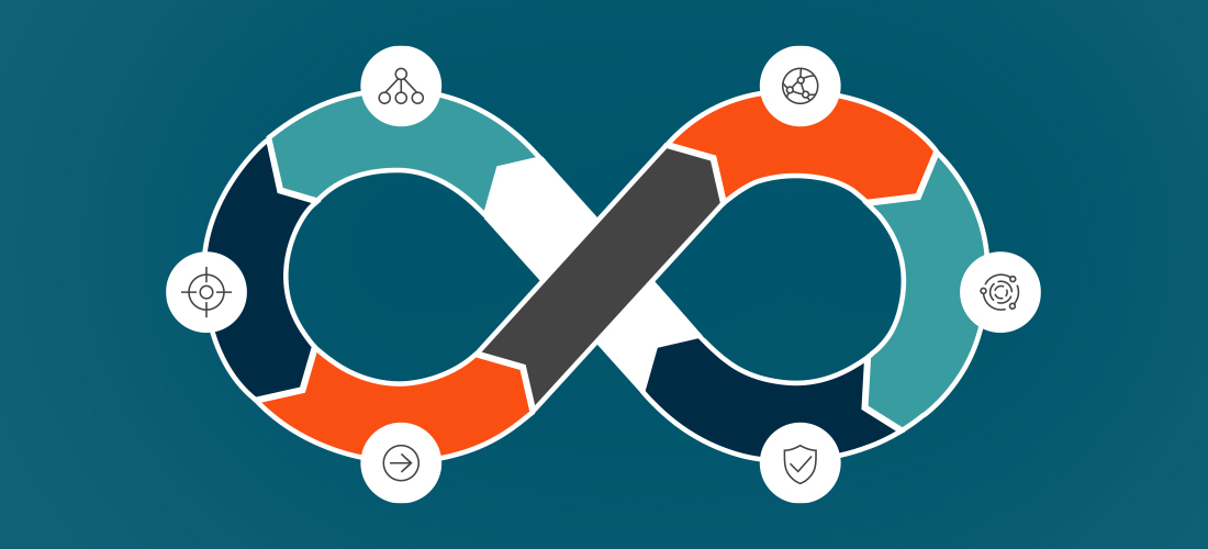 Conceptual dataops architecture image with a horizontal infinity sign