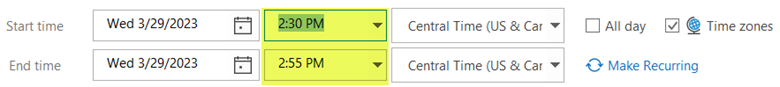 Creating time between meetings in Outlook