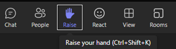 Raising your hand in Microsoft Teams