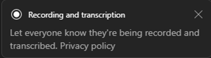 Recording options in Microsoft Teams