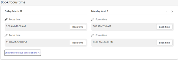 Using Viva Insights accessibility focus plan feature to book focus time
