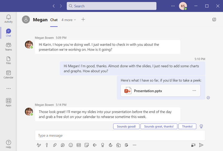 A chat in Microsoft Teams