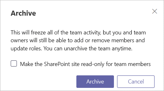 Archiving team activity in Microsoft Teams