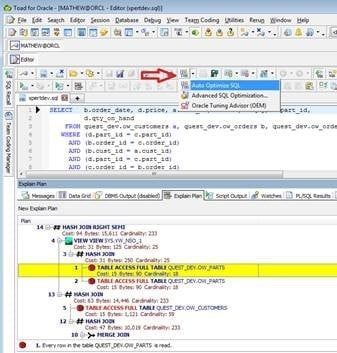  Load a problematic SQL statement into the Toad Editor window. Click on the Auto-Optimize icon on the Editor's toolbar.
