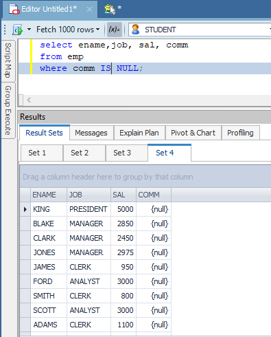 EMP data with null values