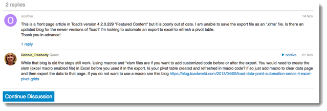 Start commenting on a blog post on Toad World
