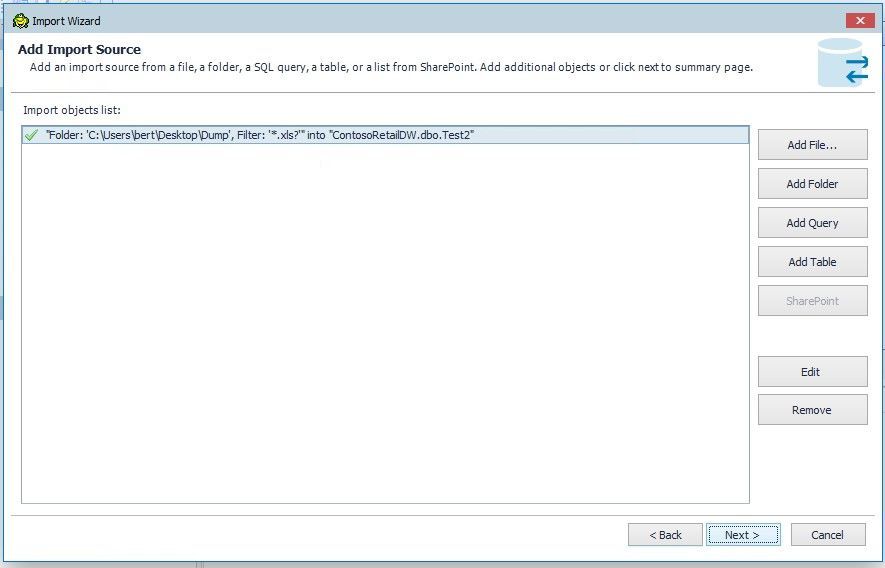 Add the import source, click next.