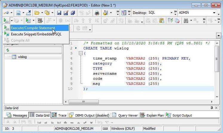 Figure 2. Execute/Compile Statement.
