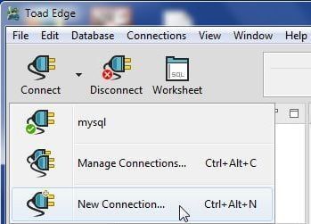 Figure 1. Connect>New Connection”></span></em></p>
<p><em><span>Figure 1. Connect>New Connection</span></em></p>
<p><span> </span></p>
<p><span>In <strong>New Connection</strong> select <strong>Database Platform</strong> as <strong>PostgreSQL</strong> as shown in Figure 2. Click on Next.</span></p>
<p><span><img decoding=